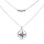 Collier en argent rhodi double chane avec pendentif mdaille avec soleil diamant 40+5cm
