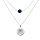 Collier en argent rhodi double chane pastille soleil diamante et pierre Lapis Lazuli vritable 40+5cm