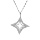 Collier en argent rhodi chane avec pendentif toile ajoure contour oxydes blancs sertis 40+2+2cm