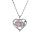 Collier en argent rhodi chane avec pendentif coeur ajour et oxyde rose 39+4cm