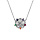 Collier en argent rhodi fleur oxydes blancs et multi couleurs 40+4cm