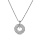 Collier en argent rhodi chane avec pendentif forme rondelle pave d'oxydes blancs sertis 40+5cm