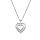 Collier en argent rhodi chane avec pendentif coeur et oxydes blancs sertis 40+5cm