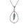 Collier en argent platin chane avec pendentif goutte vide et plume avec oxyde bleu 42+3cm