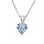 Collier en argent rhodi chane avec pendentif coeur en oxyde bleu ciel et blancs 42+3cm