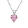 Collier en argent rhodi chane avec pendentif coeur en oxyde roses et blancs 42+3cm