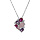 Collier en argent rhodi chane avec pendentif gomtrie oxydes roses et violets 42+3cm