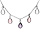 Collier en argent rhodi chane avec pampilles d'oxydes multi couleurs en forme de forme goutte 36+6cm