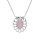 Collier en argent rhodi chane avec pendentif motif fleur pierre rose 42+3cm