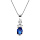 Collier en argent rhodi chane avec pendentif oxyde blanc et bleu fonc 42+3cm