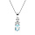 Collier en argent rhodi chane avec pendentif oxyde blanc et bleu ciel 42+3cm