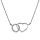 Collier en argent rhodi chane avec cercle pav d'oxydes blancs sertis entrelac avec coeur lisse 40+5cm