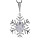 Collier en argent rhodi chane avec pendentif flocon de neige avec coeur orn d'oxydes blancs sertis - longueur 42cm + 3cm de rallonge