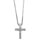 Collier en argent rhodi chane avec pendentif petite croix orne d'oxydes blancs - longueur 42cm + 3cm de rallonge