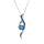 Collier en argent rhodi chane avec pendentif boucle avec oxydes bleus et verts et oxyde centarle bleu 42+3cm
