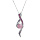 Collier en argent rhodi chane avec pendentif boucle avec oxydes rose et violets et oxyde centrale rose 42+3cm