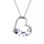 Collier en argent rhodi chane avec pendentif coeur avec oxydes blancs et pastels 40+5cm
