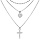 Collier en argent rhodi triple chane avec pendentifs coeur et croix 35+5cm