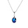 Collier en argent rhodi chane avec pendentif forme de goutte avec oxyde bleu fonc facet 40+5cm