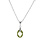 Collier en argent rhodi chane avec pendentif forme de goutte avec oxyde vert olive facet 40+5cm