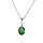 Collier en argent rhodi chane avec pendentif forme de goutte avec oxyde vert fonc facet 40+5cm