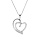Collier en argent rhodié chaîne avec pendentif grand coeur avec coeur d'oxydes blancs sertis 40+5cm