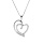 Collier en argent rhodi chane avec pendentif grand coeur avec coeur d'oxydes blancs sertis 40+5cm