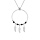 Collier en argent rhodi chane avec pendentif anneau 23mm avec boules lisses noires et pampilles plumes 40+4cm