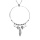 Collier en argent rhodi chane avec pendentif anneau 35mm avec boules diamantes et blanches pampille transparentes 40+4cm