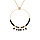 Collier en argent et dorure jaune chane avec pendentif anneau 35mm avec boules lisses noires pampilles noires facettes 40+4cm