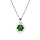 Collier argent rhodi pendentif 5mm fleur oxydes vert fonc et blancs sertis 42+3cm