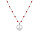 Collier en argent rhodi chane avec boules couleur rouges motif peace and love 40+5cm