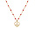 Collier en argent et dorure jaune chane avec boules couleur rouge motif peace and love 40+5cm