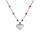 Collier en argent rhodi chane avec boules couleur rouge avec pendentif coeur 40+5cm