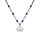 Collier en argent rhodi chane avec boules couleur bleu avec pendentif fleur de lotus 40+5cm