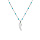 Collier en argent rhodi chane avec boules couleur turquoise avec pendentif plume 40+5cm