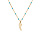 Collier en argent et dorure jaune chane avec boules couleur turquoise avec pendentif plume 40+5cm