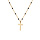 Collier en argent et dorure jaune chane avec boules couleur noire avec pendentif croix 40+5cm