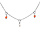 Collier en argent rhodi chane avec pampilles boules empierres rouges et blanches 40+5cm