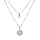 Collier en argent rhodi double chane avec soleil et coeur oxyde blanc et perles blanches 40+5cm