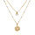 Collier en argent et dorure jaune double chaîne avec soleil et coeur oxyde blanc et perles blanches 40+5cm