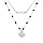 Collier en argent rhodi double chane avec infini et coeur et perles noires 40+5cm