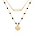 Collier en argent et dorure jaune double chane avec infini et coeur et perles noires 40+5cm