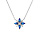 Collier en argent rhodi chane avec pendentif fleur avec oxydes blancs et bleus sertis 42+3cm