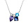 Collier en argent rhodi chane avec pendentif 5 oxydes bleus et blanc sertis 42+3cm