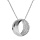 Collier en argent rhodié chaîne avec pendentif oval moitié lisse et moitié avec oxydes blancs sertis 42+3cm