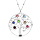 Collier en argent rhodi chane avec pendentif arbre de vie orn d'xydes multi couleurs 40+4cm
