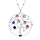 Collier en argent rhodié chaîne avec pendentif arbre de vie orné d'xydes multi couleurs 40+4cm