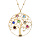 Collier en argent et dorure jaune pendentif arbre de vie orn d'oxydes multi couleurs 40+4cm