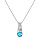 Collier en argent rhodi chane avec pendentif solitaire oxyde bleu ciel et feuillage 42+3cm